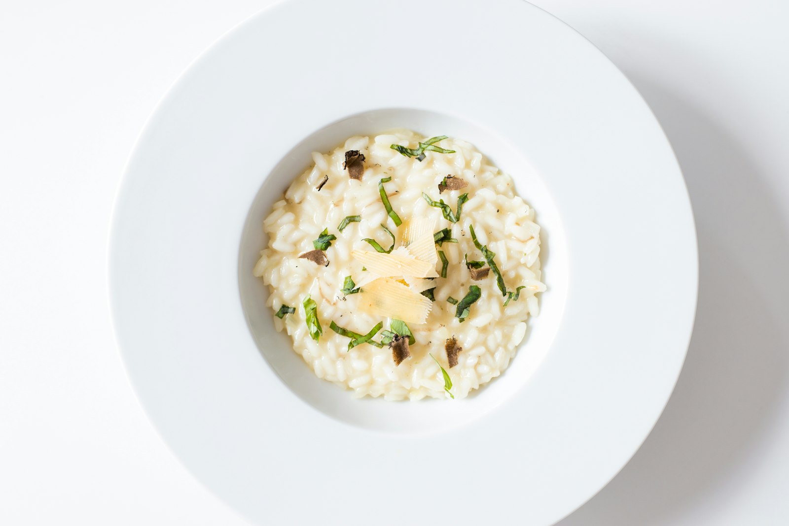 Risotto, the classic base for shaved white truffle